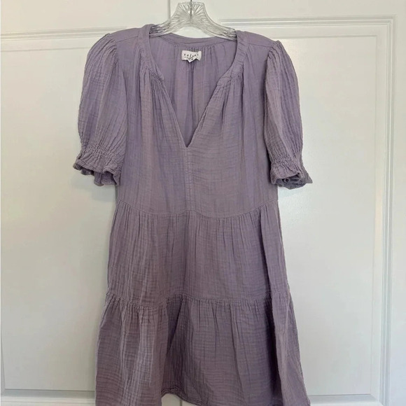 Velvet Clarissa Cotton Gauze Dress with Ruffle- Lilac Size XS Oversized Fit - Picture 3 of 6